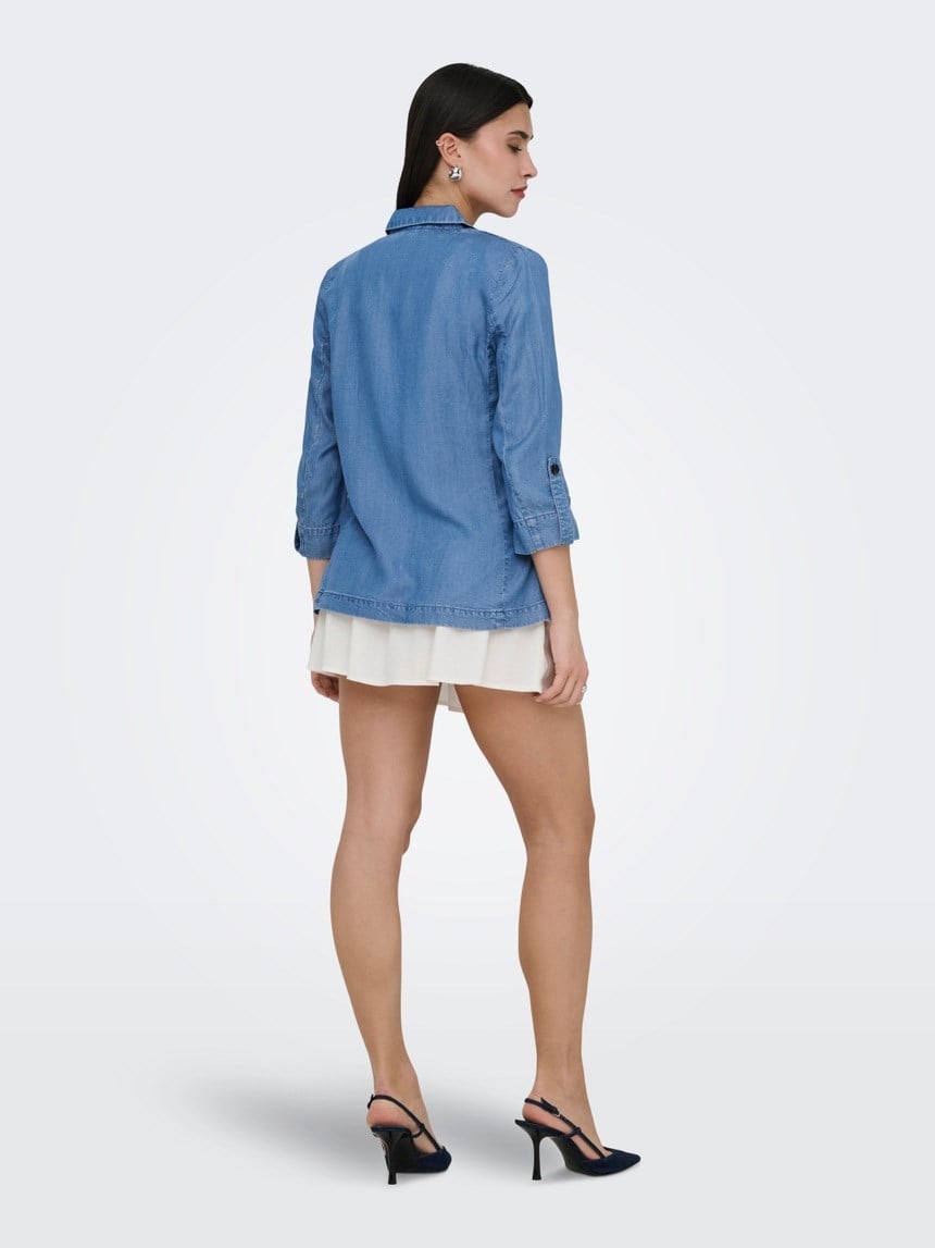 Only ONLCARO CHARIS 3/4 UNLINED BLAZER WVN CC Mavi Kadın Ceket