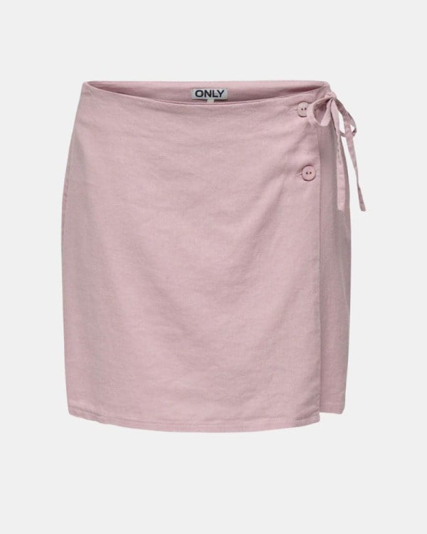 Only ONLCARO MW WRAP LINEN BL SKIRT CC PNT Mor Kadın Etek