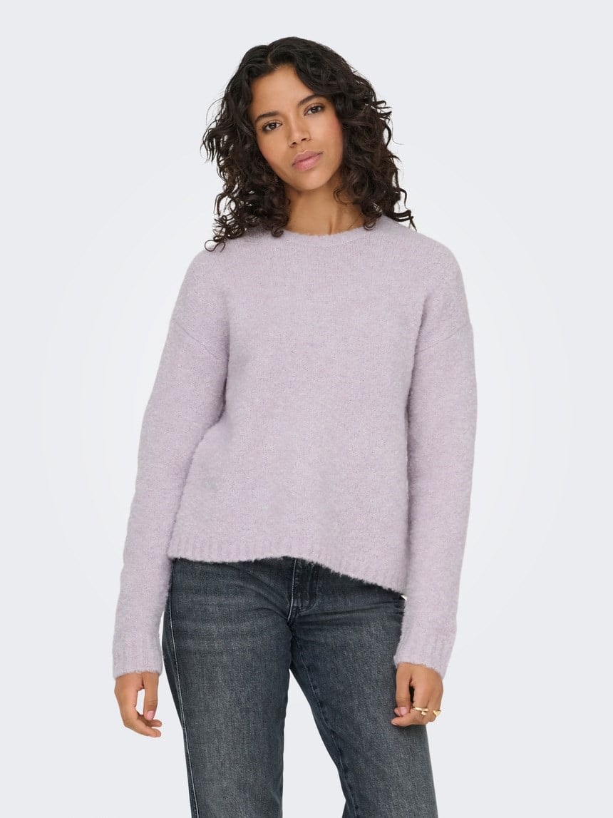 Only ONLCILLE LS O-NECK CC KNT Lila Kadın Kazak