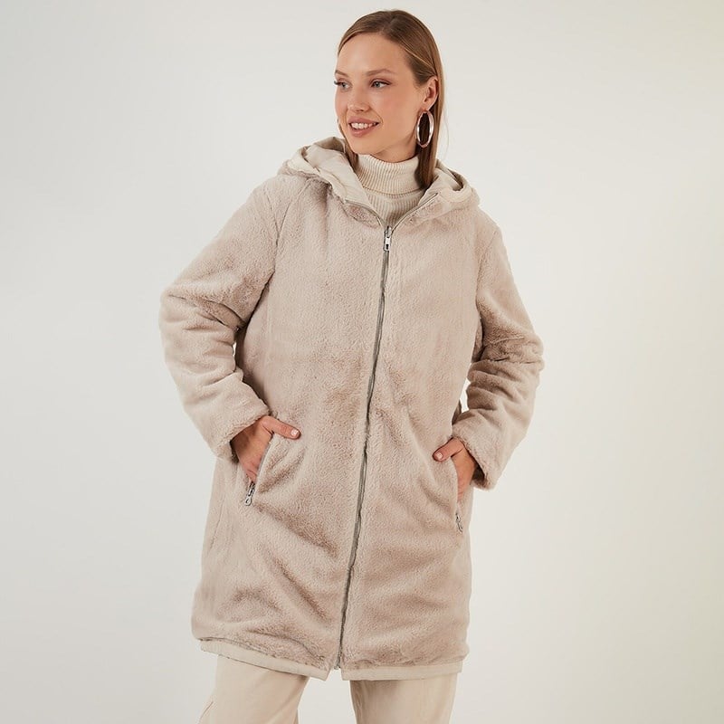 Only ONLDAHLIA  REV. FUR PARKA OTW Bej Kadın Parka