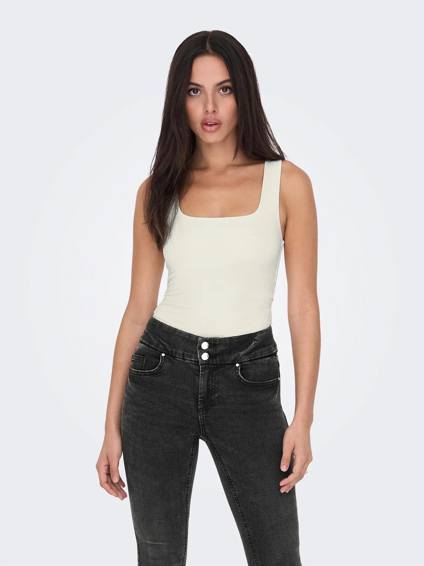 Only ONLEA S/L 2-WAYS FIT TOP JRS NOOS Beyaz Kadın T-Shirt