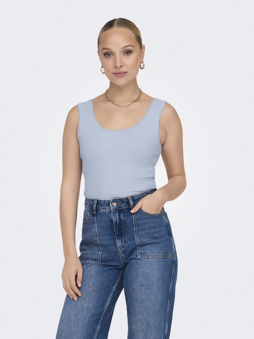 Only ONLEASY S/L TANK TOP JRS Açık Mavi Kadın T-Shirt