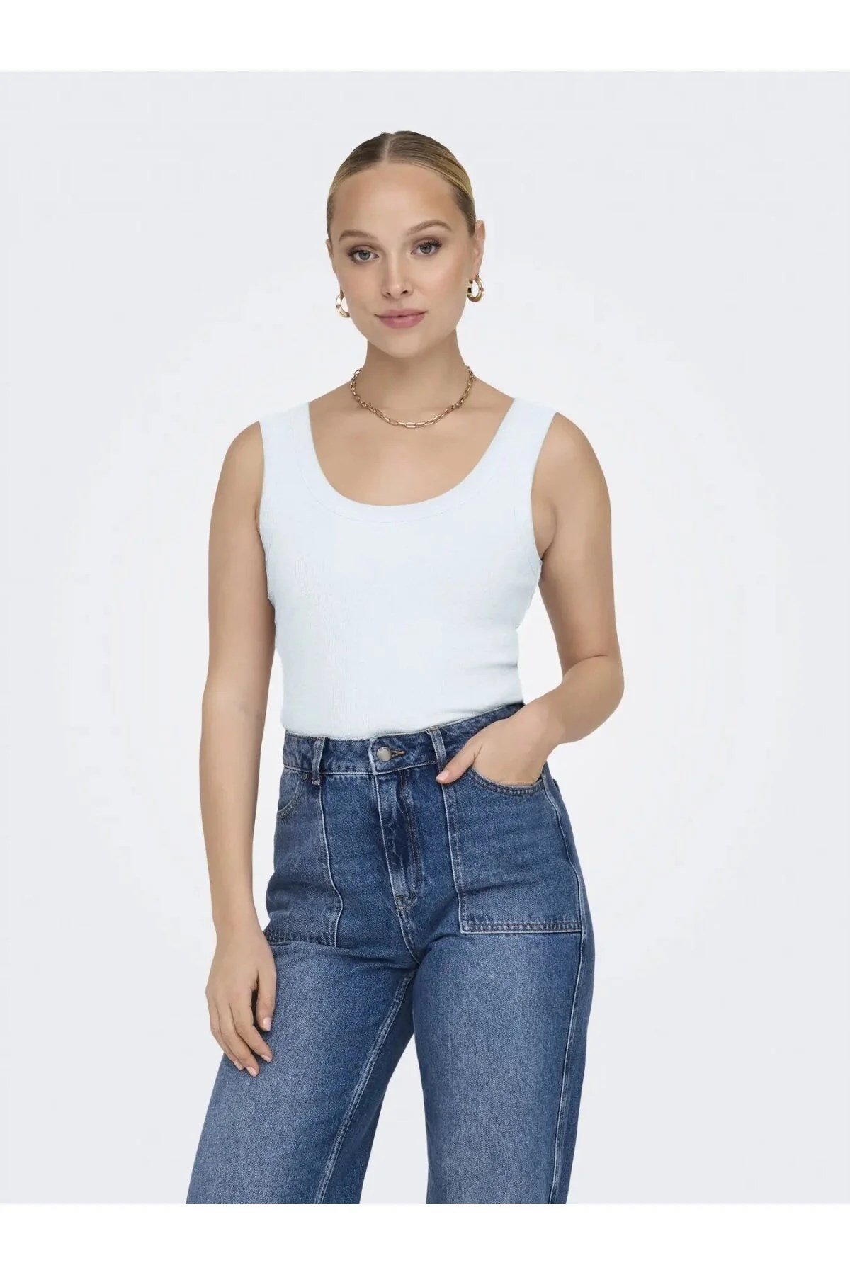 Only ONLEASY S/L TANK TOP JRS Beyaz Kadın T-Shirt