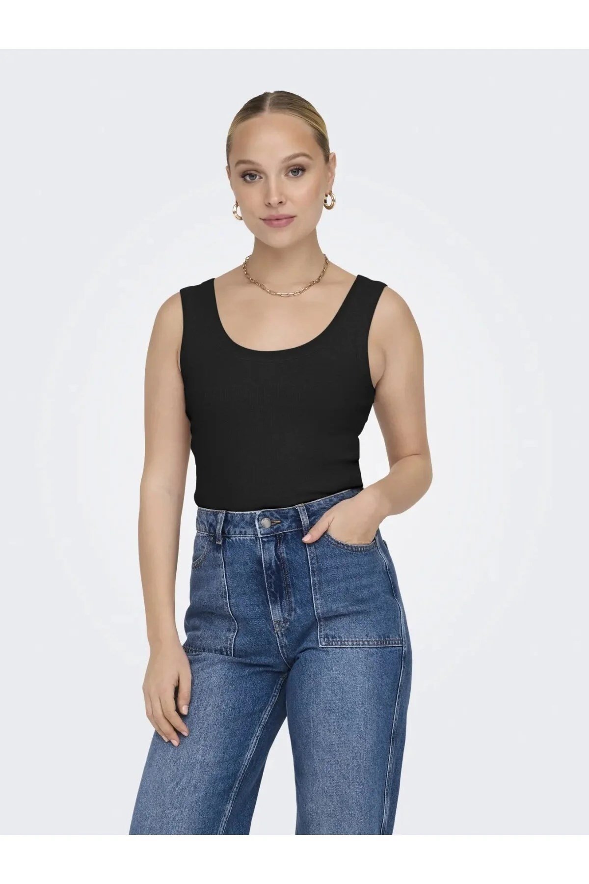 Only ONLEASY S/L TANK TOP JRS Siyah Kadın T-Shirt