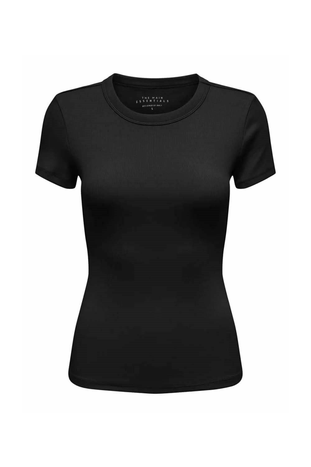 Only ONLEASY S/S O-NECK TOP BOX JRS Siyah Kadın T-Shirt