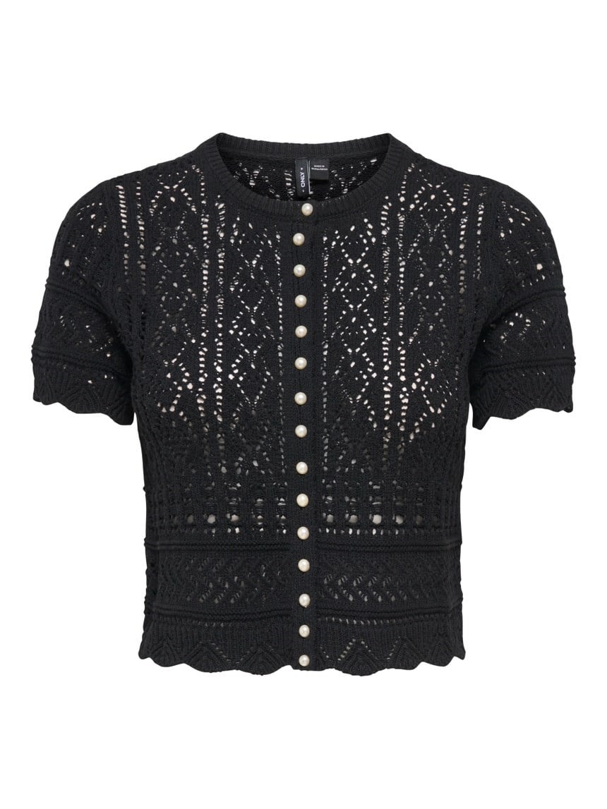 Only ONLELKE LIFE SS PEARL CARDIGAN CC KNT Siyah Kadın Hırka