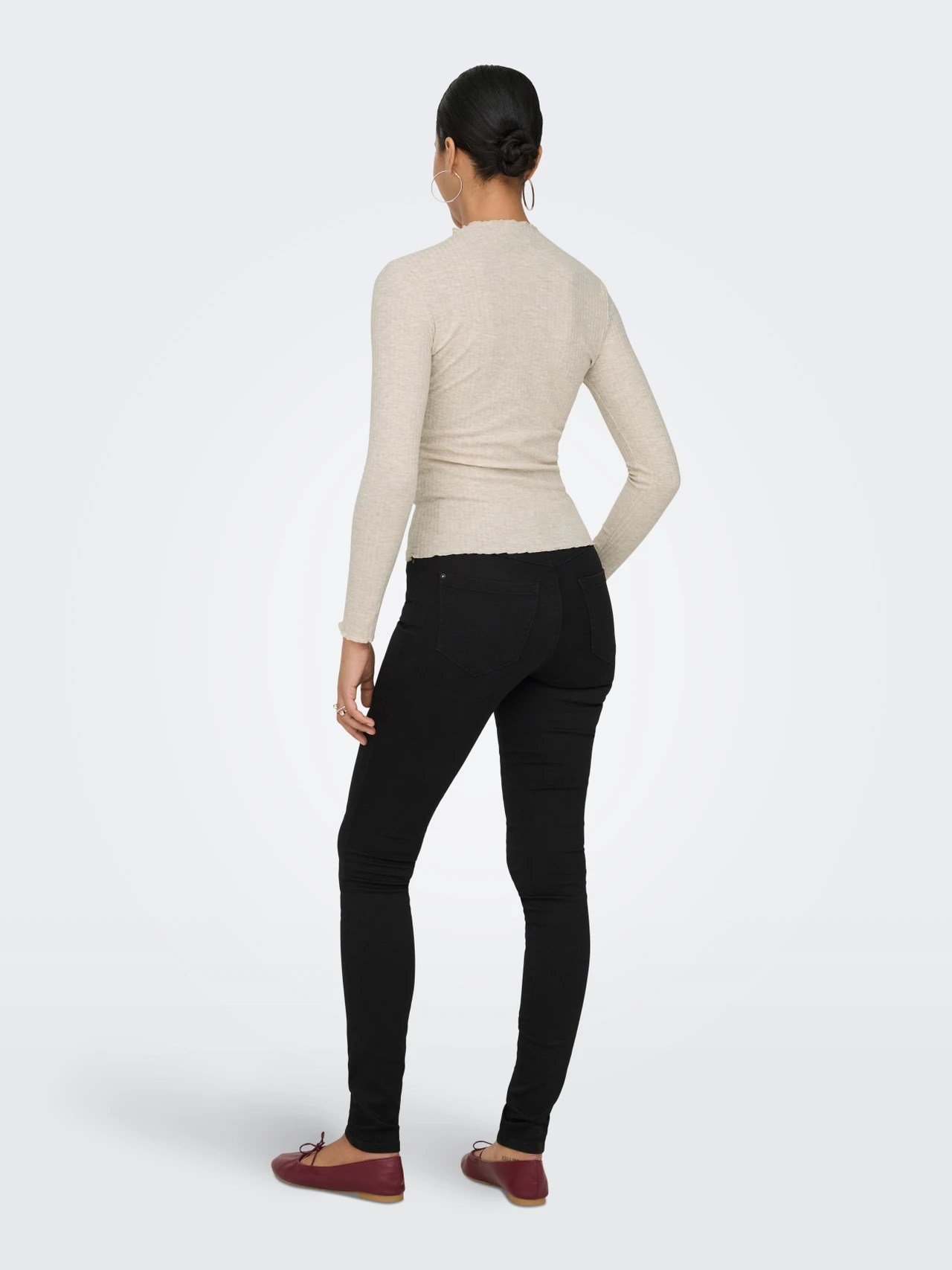 Only ONLEMMA L/S HIGH NECK TOP NOOS JRS Bej Kadın T-Shirt