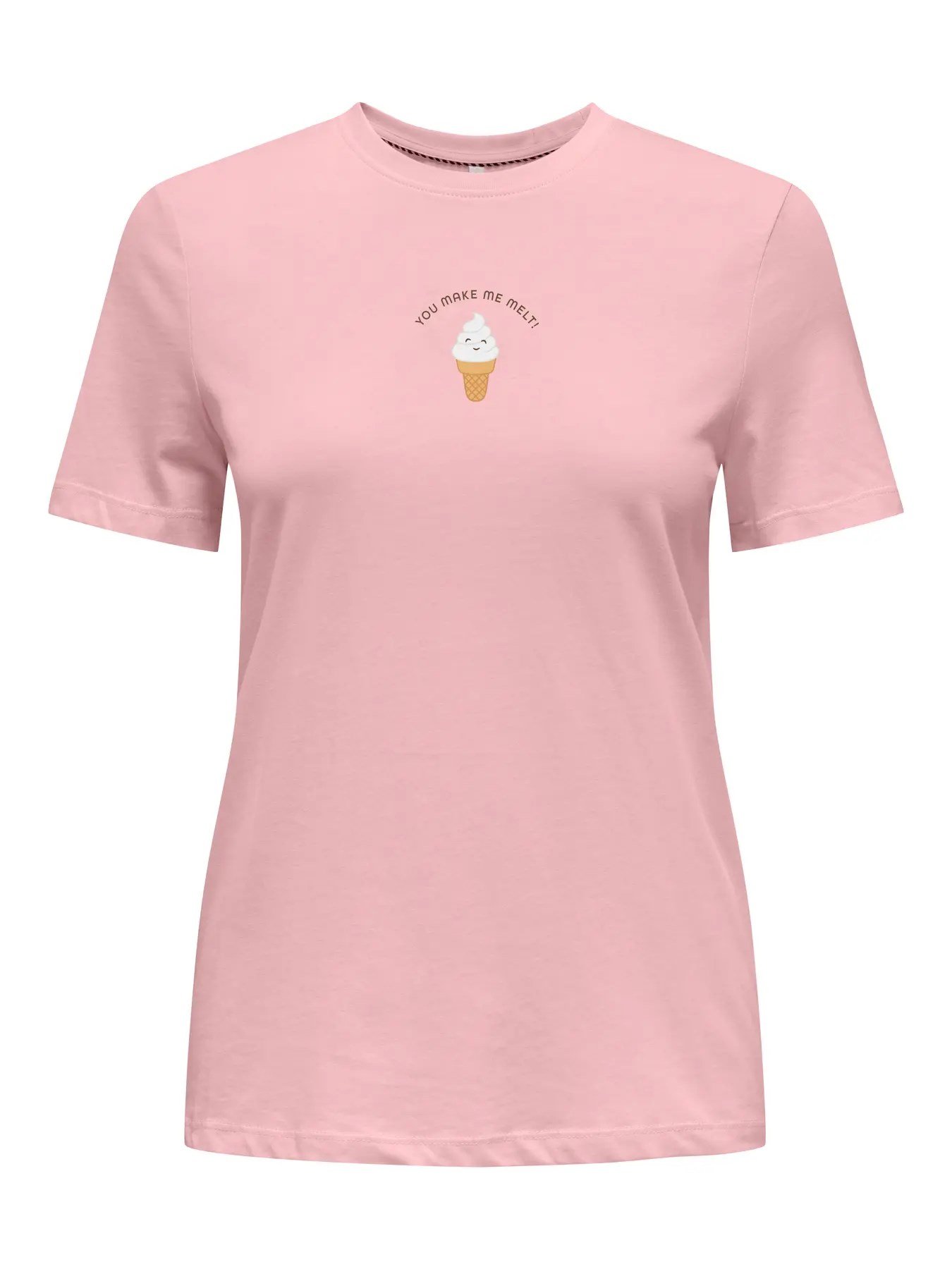 Only ONLFOODIE REG S/S TOP BOX JRS Pembe Kadın T-Shirt