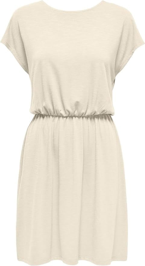 Only ONLFREDA BATSLEEVE O-NECK MIX DRESS JRS Beyaz Kadın Elbise