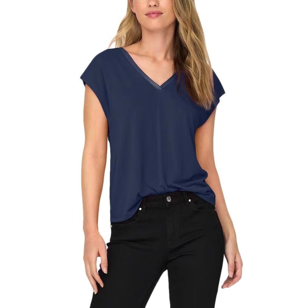 Only ONLFREE LIFE S/S MODAL STITCH TOP JRS Lacivert Kadın T-Shirt
