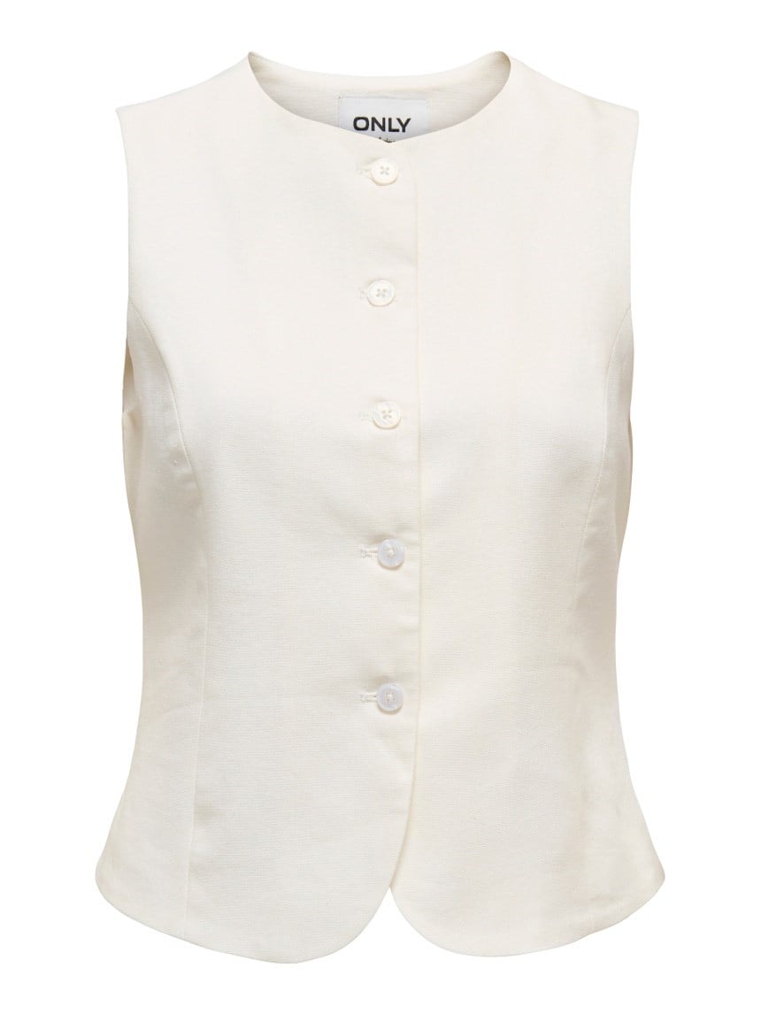 Only ONLGOA S/L LINEN BL WAISTCOAT CC TLR Beyaz Kadın Yelek