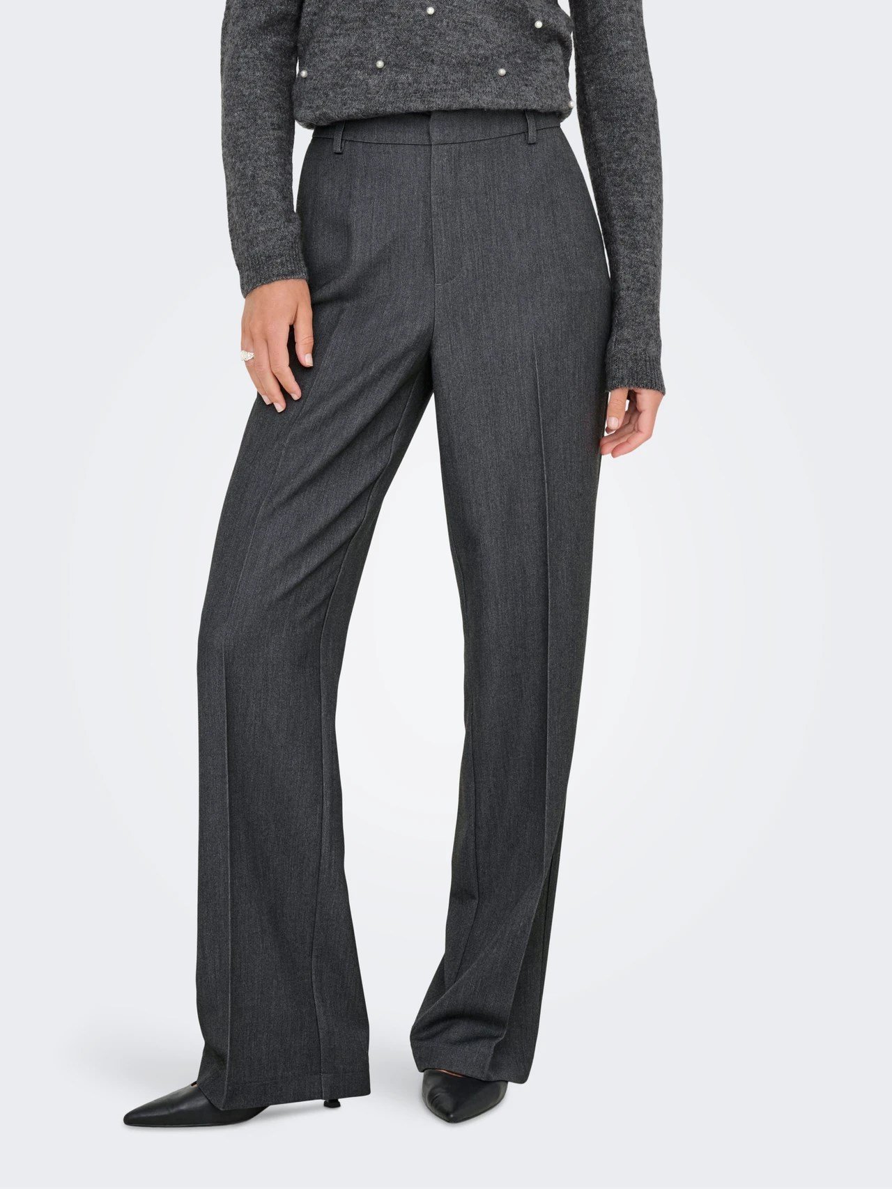 Only ONLHATTIE-LANA HW W MEL PANT TLR NOOS Gri Kadın Pantolon
