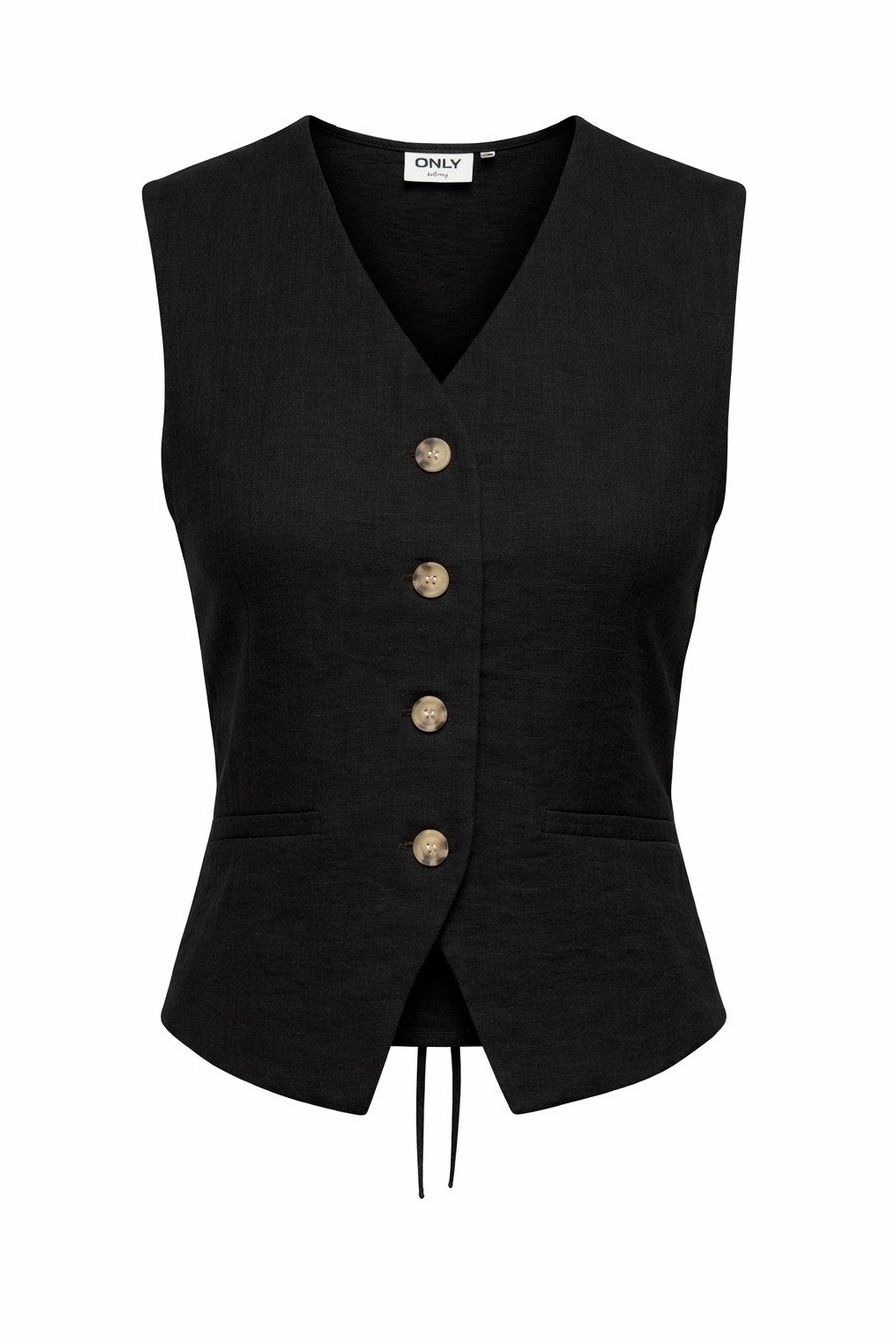 Only ONLITA S/L LINEN LOOK WAISTCOAT TLR Siyah Kadın Yelek