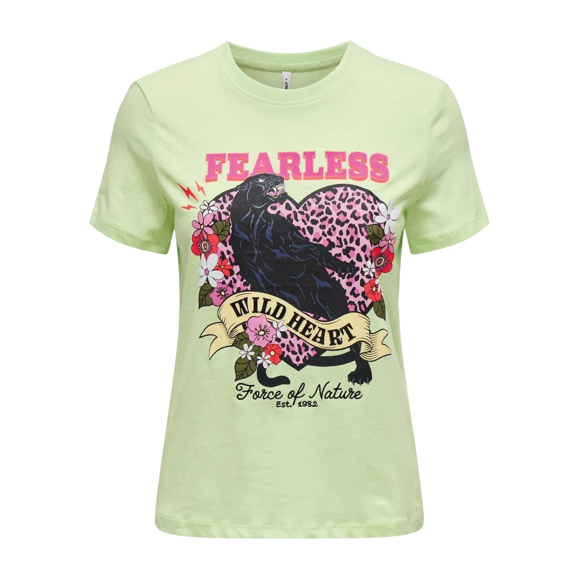 Only ONLLENNI LIFE REG S/S WILD TOP BOX JRS Yeşil Kadın T-Shirt