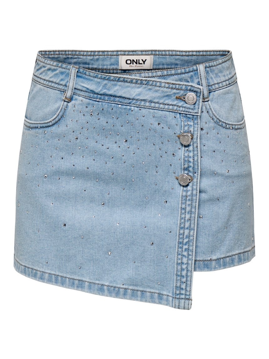 Only ONLLESLY REG RHINESTONE DNM SKORT GUA Denim Kadın Etek