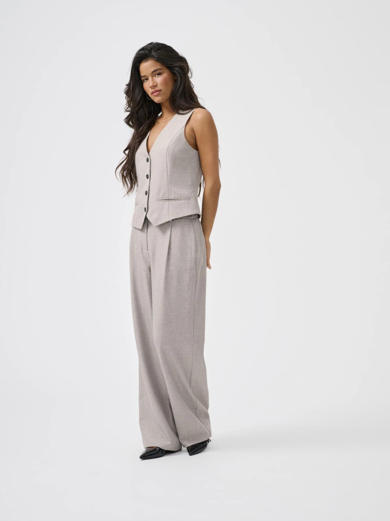 Only ONLLINDA HW STR MEL PANTS TLR NOOS Bej Kadın Pantolon