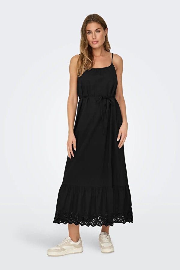 Only ONLLOU LIFE EMB STRAP ANKEL DRESS PTM Siyah Kadın Elbise