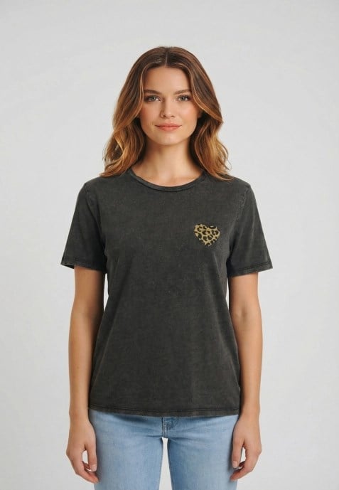 Only ONLLUCY S/S EMB. TOP BOX CC CS JRS Siyah Kadın T-Shirt