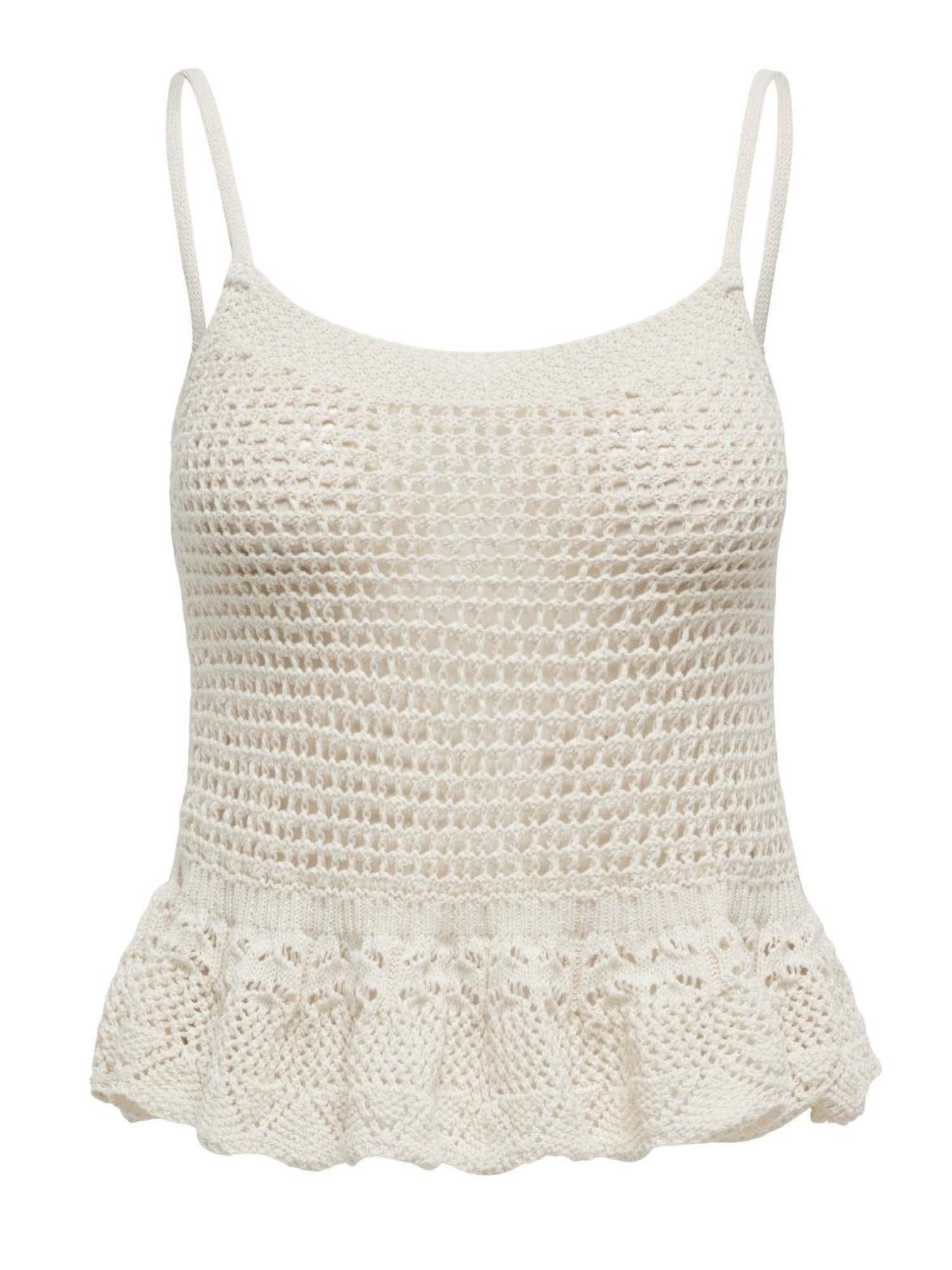 Only ONLMARY SL PEPLUM TOP RP KNT Bej Kadın T-Shirt