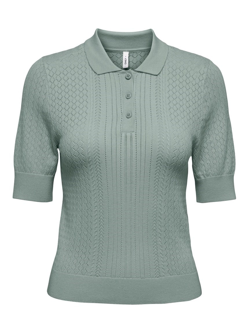 Only ONLMEDDI LIFE SS STRUCTURE POLO CC KNT Turkuaz Kadın T-Shirt