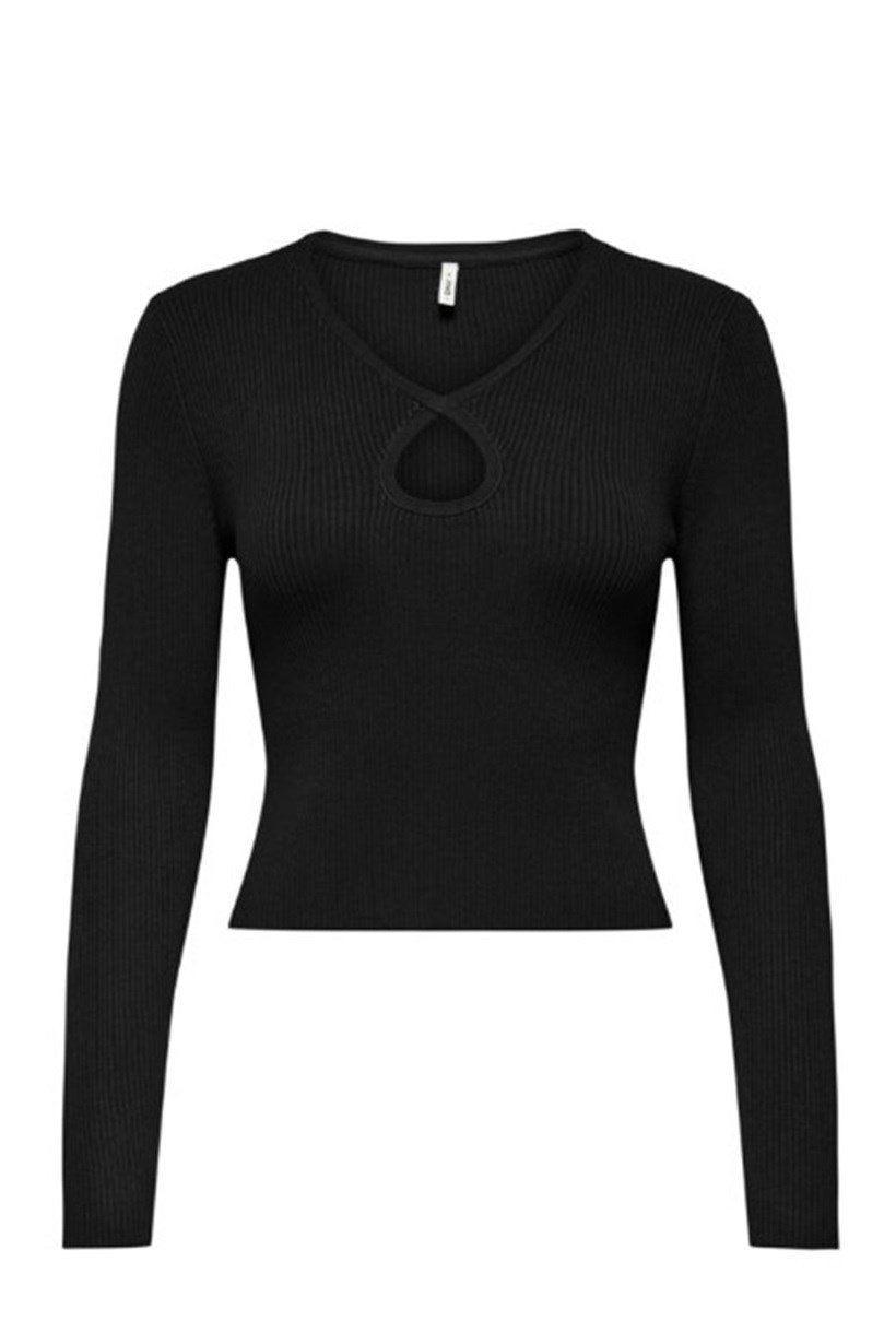 Only ONLMEDDI LS PEEK A BOO V-NECK CC KNT Siyah Kadın Kazak