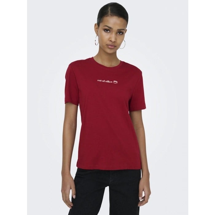Only ONLMILENA S/S T-SHIRT BOX SUD JRS Kırmızı Kadın T-Shirt
