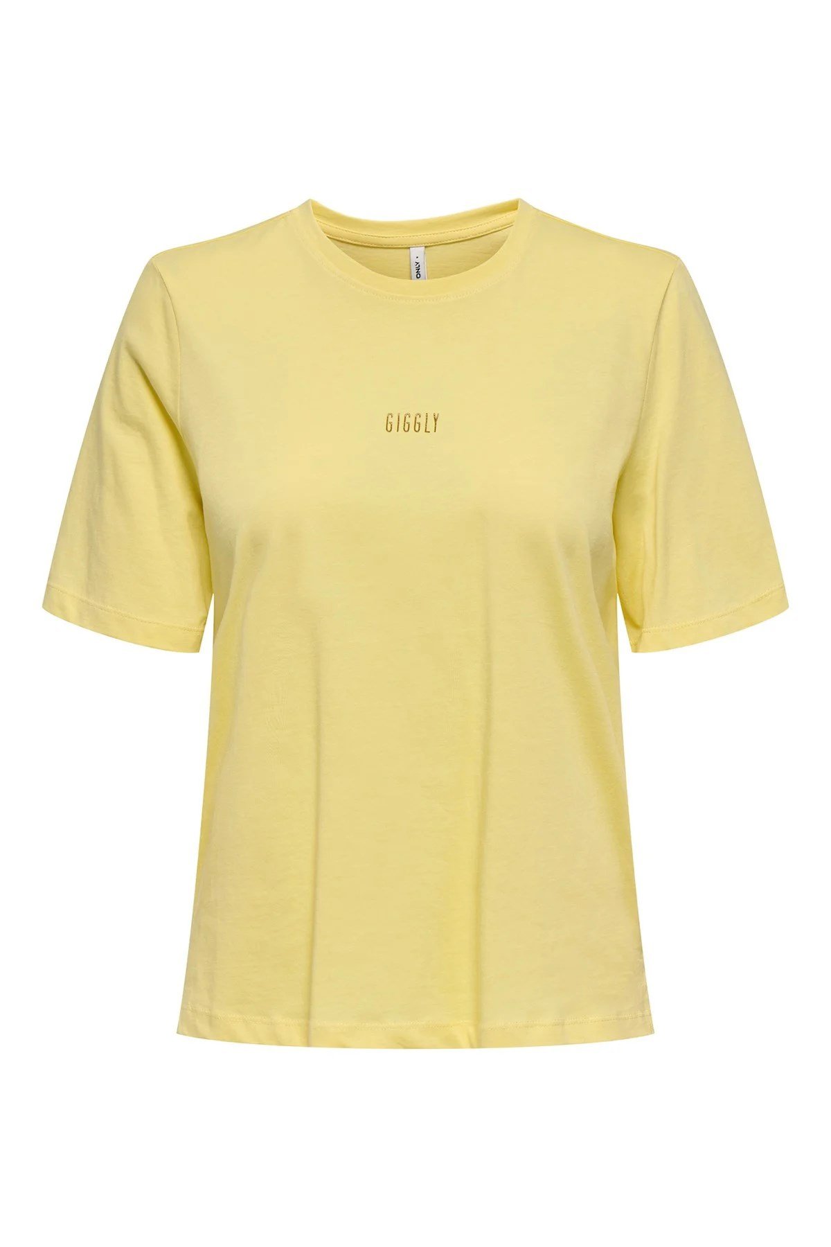 Only ONLMOODY LIFE S/S WORD TOP BOX JRS Sarı Kadın T-Shirt