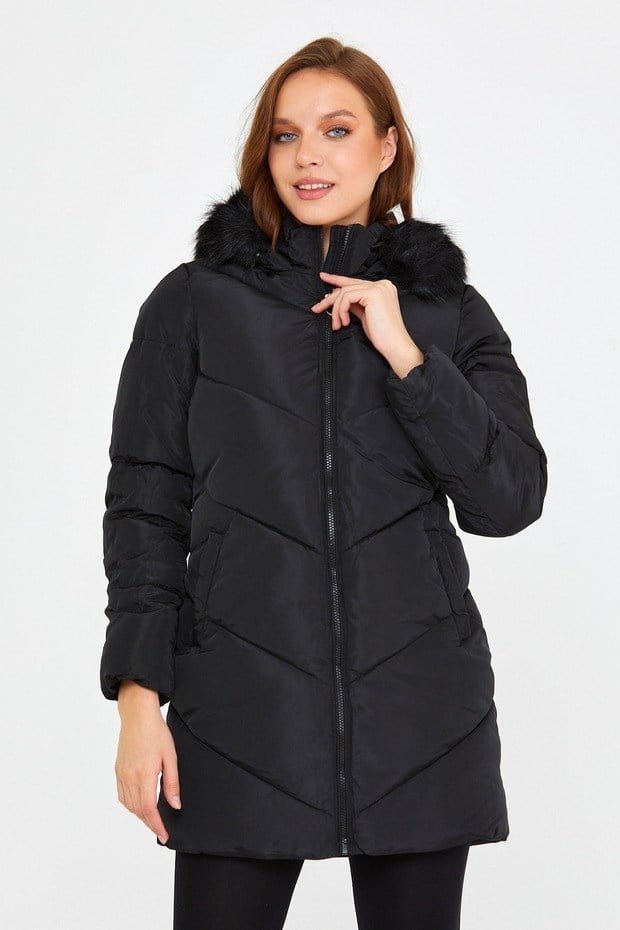 Only ONLMYNTE BF LONG PUFFER OTW Siyah Kadın Ceket