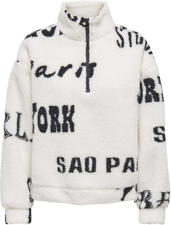 Only ONLNEW JANNE L/S HALF ZIP BOX SWT Beyaz Kadın Sweatshirt