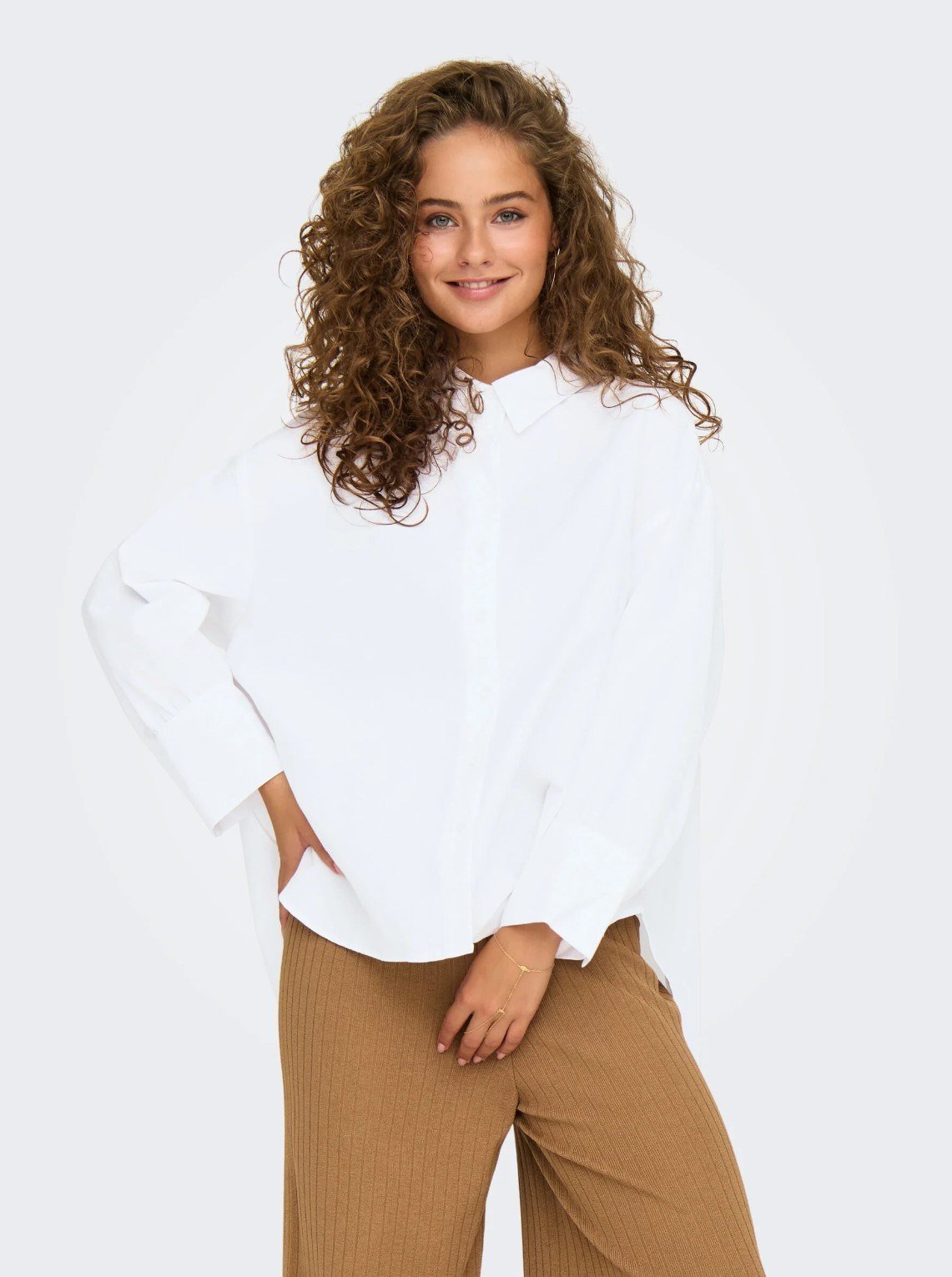 Only ONLNEW LINA GRACES OXFORD LS SHIRT WVN Beyaz Kadın Gömlek