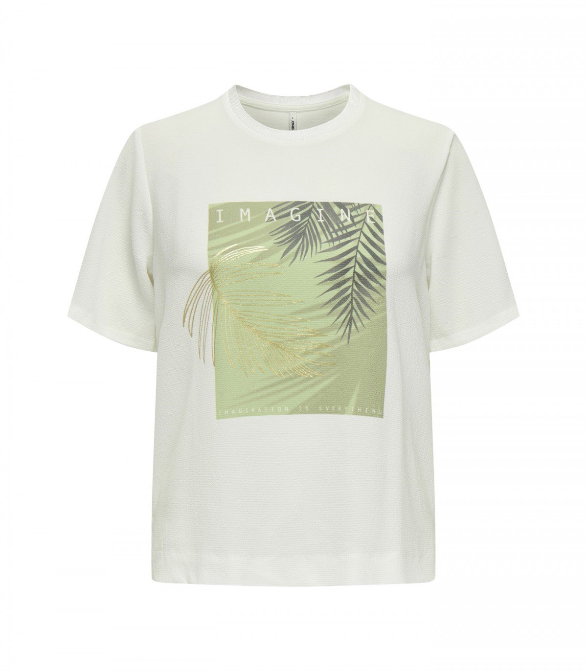 Only ONLNEWFLORA S/S ART O-NECK TOP BOX JRS Beyaz Kadın T-Shirt