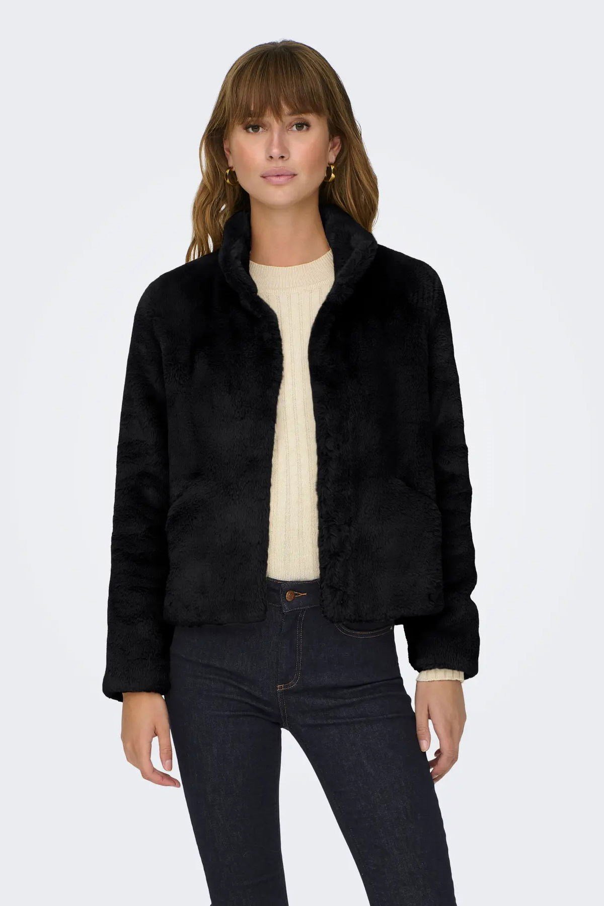 Only ONLNEWVIDA FAUX FUR JACKET OTW CC Siyah Kadın Ceket