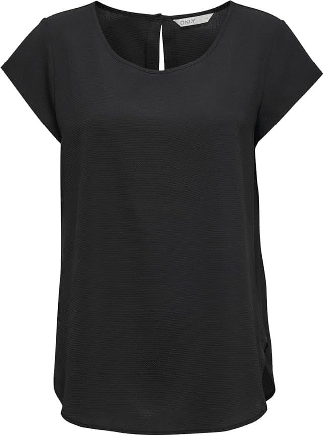 Only ONLNOVA LIFE LUX  S/S TOP SOLID Siyah Kadın T-Shirt