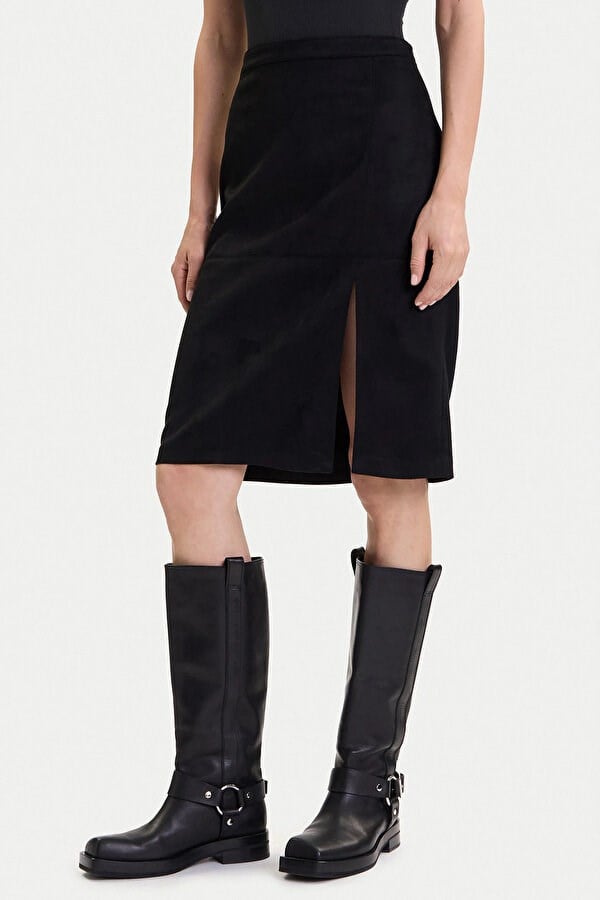 Only ONLOLINE LIFE FAUX SUEDE SKIRT OTW Siyah Kadın Etek