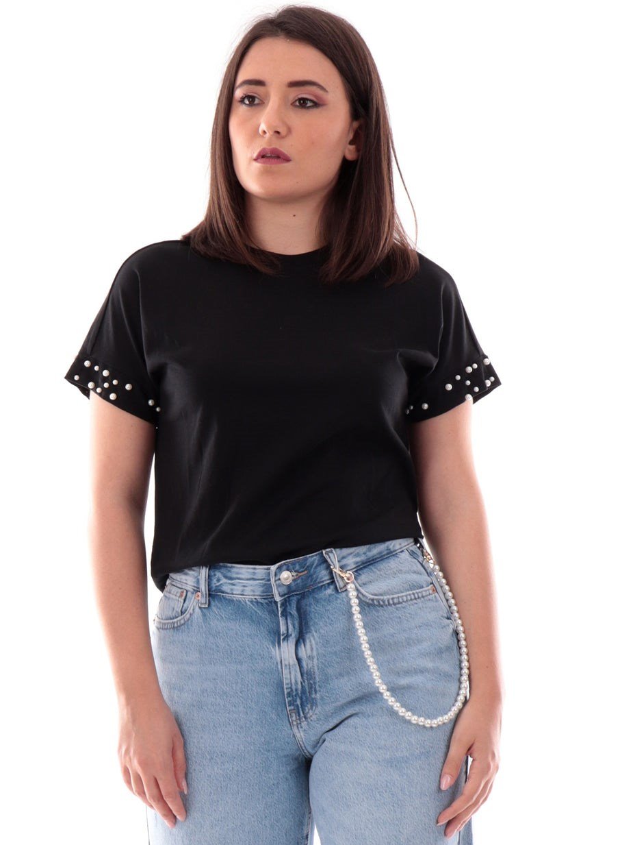 Only ONLOLIVIA S/S LOOSE O-NECK TOP JRS Siyah Kadın Bluz