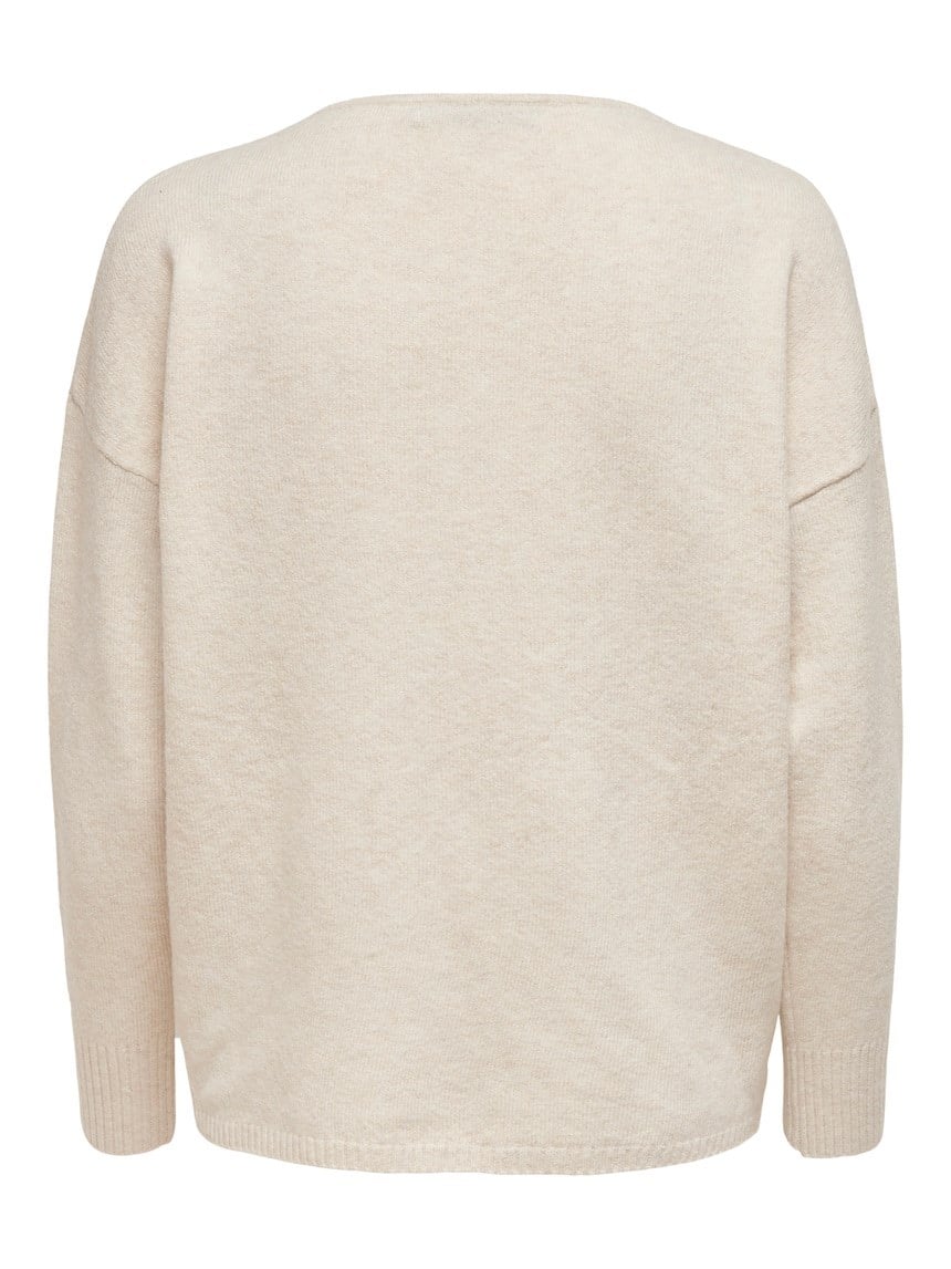 Only ONLRICA L/S V-NECK PULLO KNT NOOS Bej Kadın Kazak