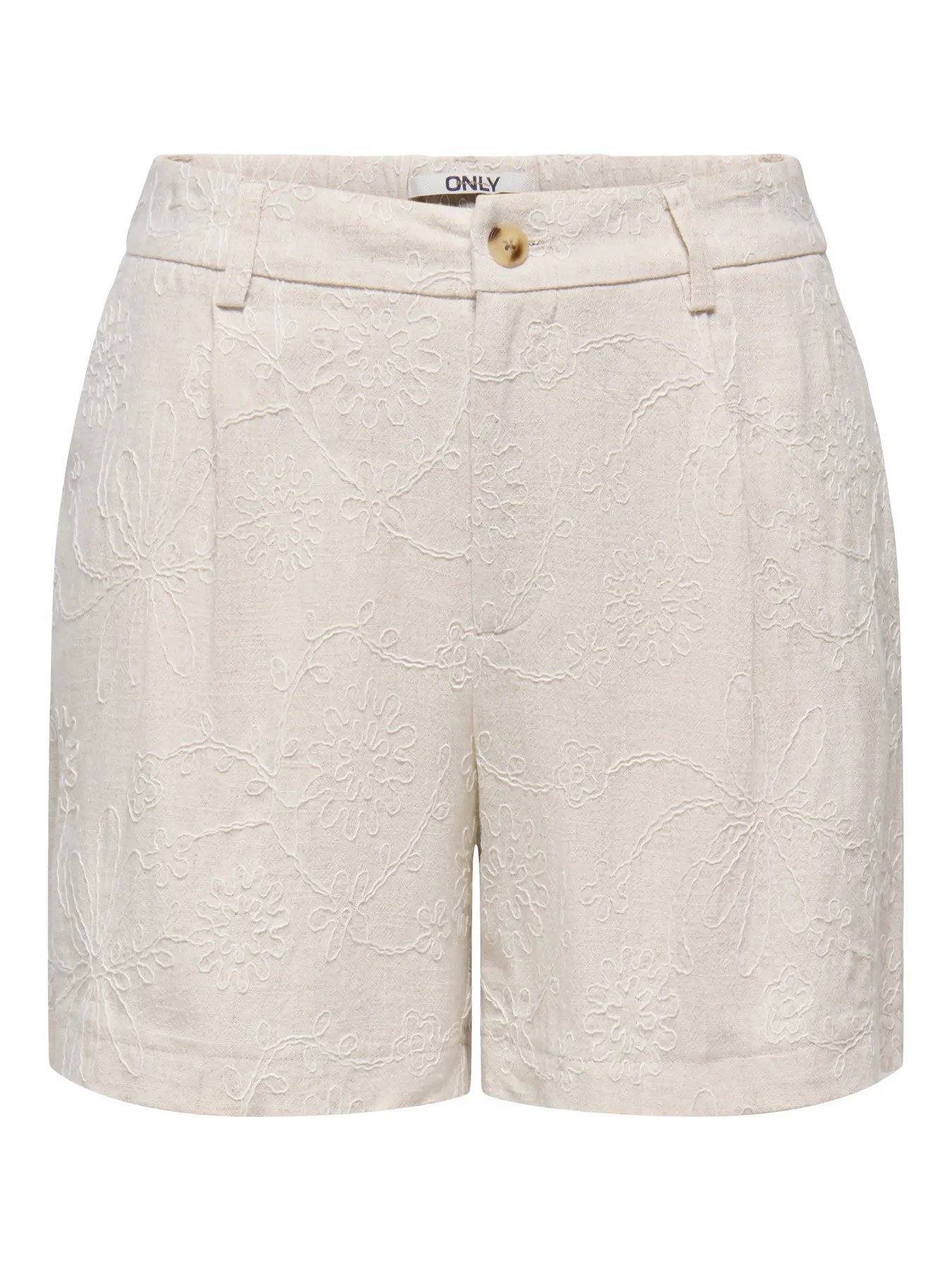 Only ONLSIESTA HW LINEN BL EMB SHORTS PNT Bej Kadın Şort