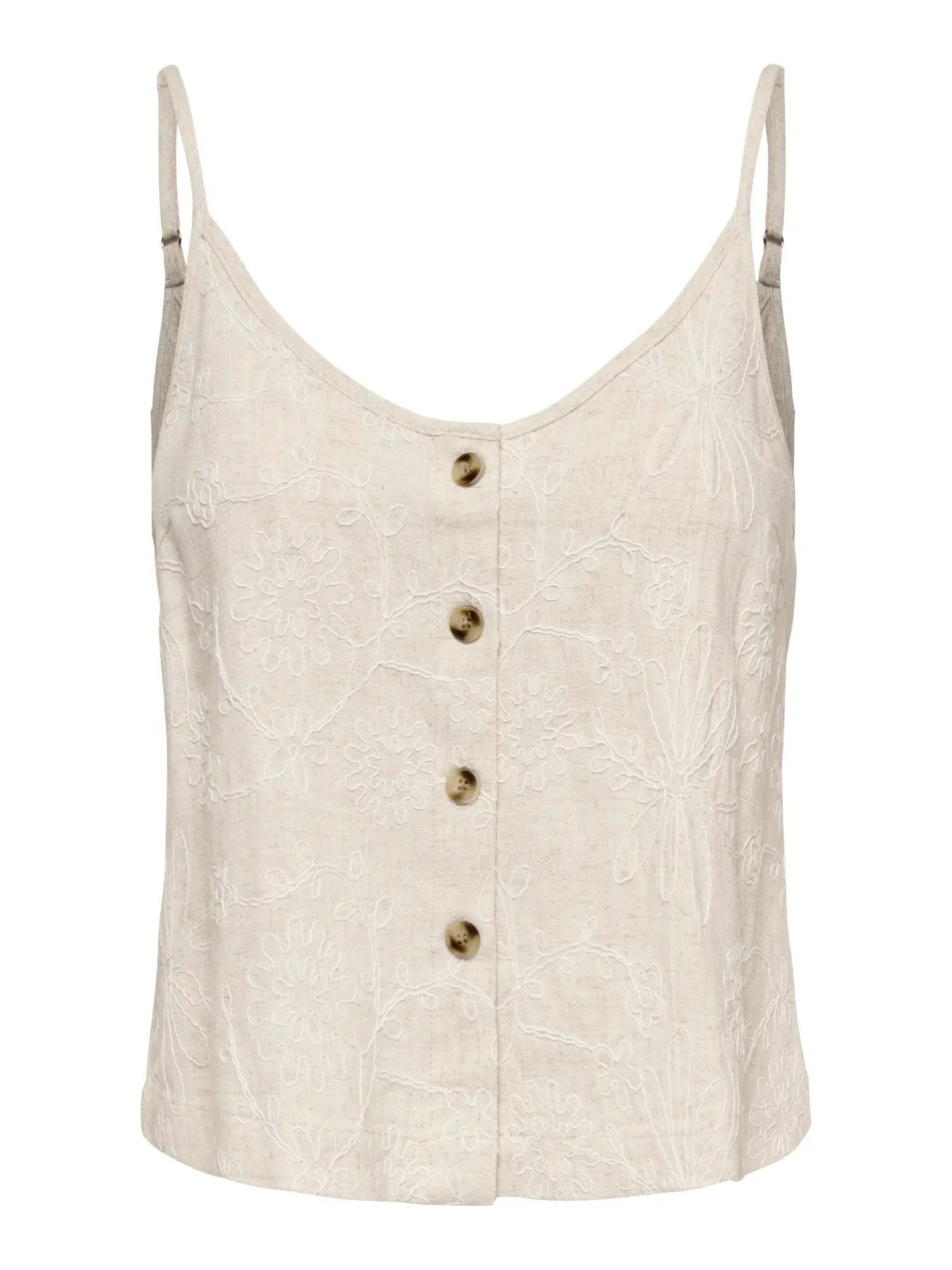 Only ONLSIESTA LINEN BL EMB SINGLET PNT Bej Kadın Bluz