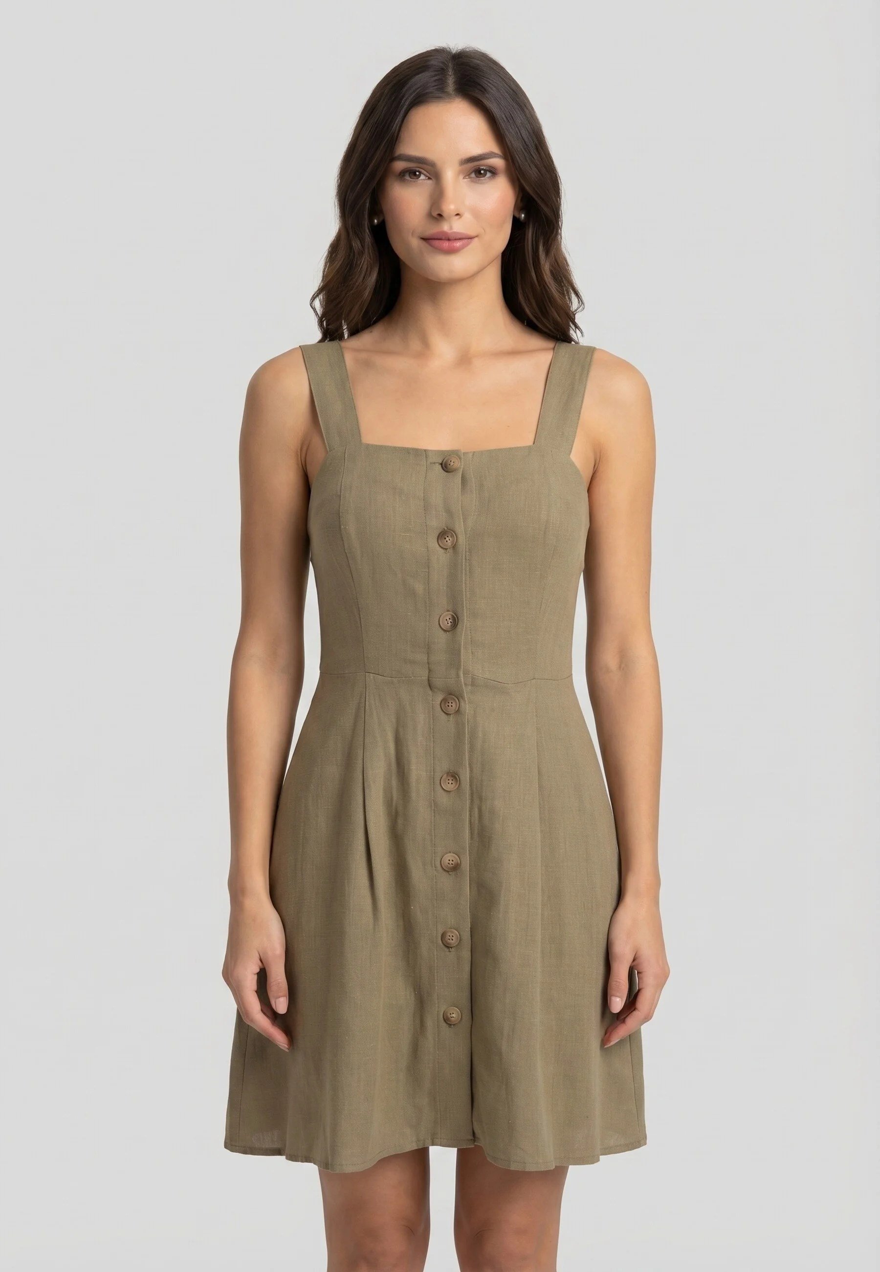 Only ONLSIESTA LINEN BL SHORT STRAP DRESS PNT Haki Kadın Elbise