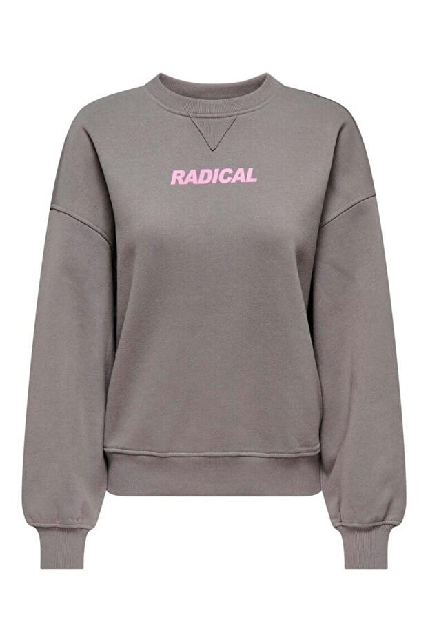 Only ONLSOFIA L/S WORD O-NECK SWT Gri Kadın Sweatshirt