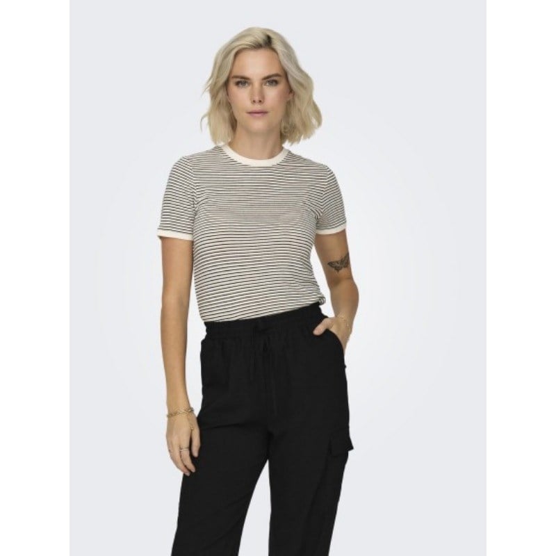 Only ONLTINE S/S O-NECK TOP JRS Beyaz Kadın T-Shirt