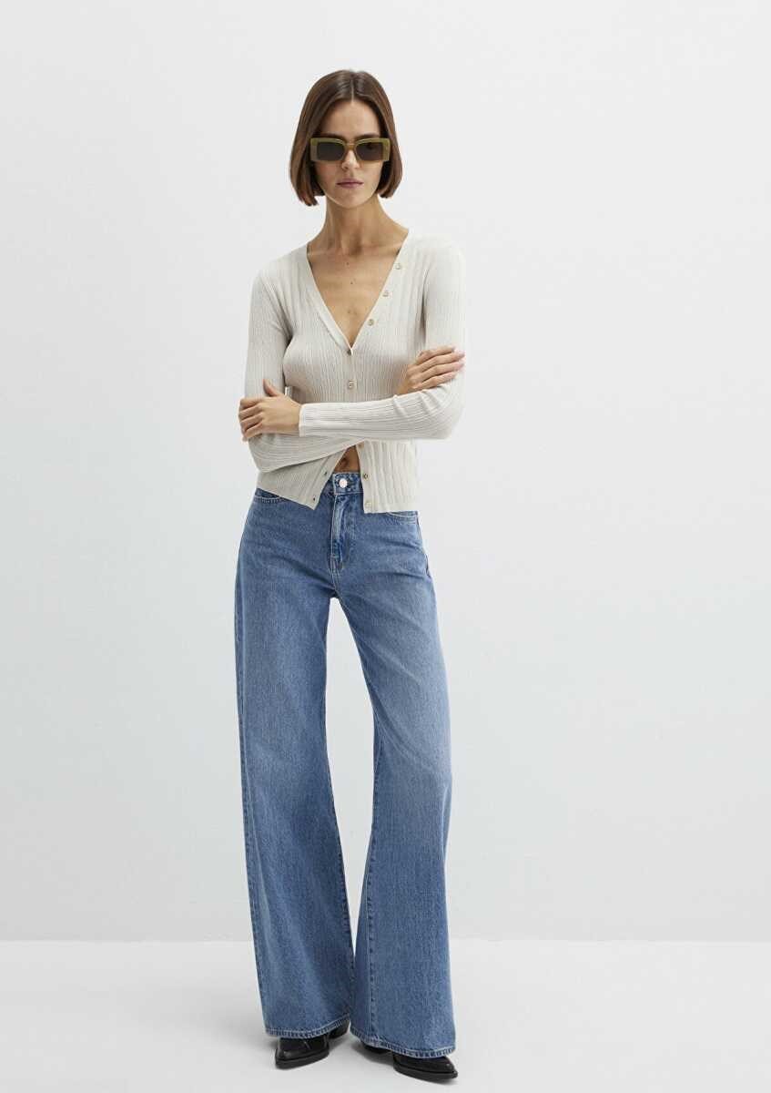 Only ONLTRINA LS CROP U-NECK KNT Beyaz Kadın Kazak