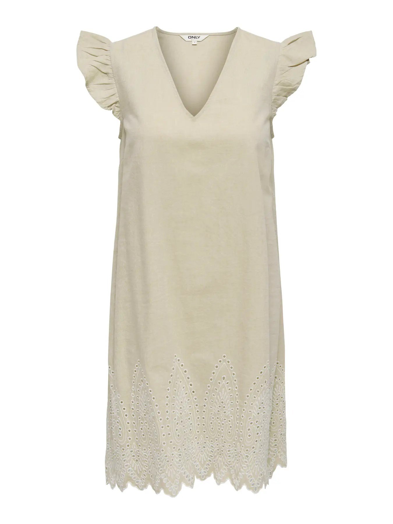 Only ONLTULUM EMB S/S DRESS WVN Bej Kadın Elbise