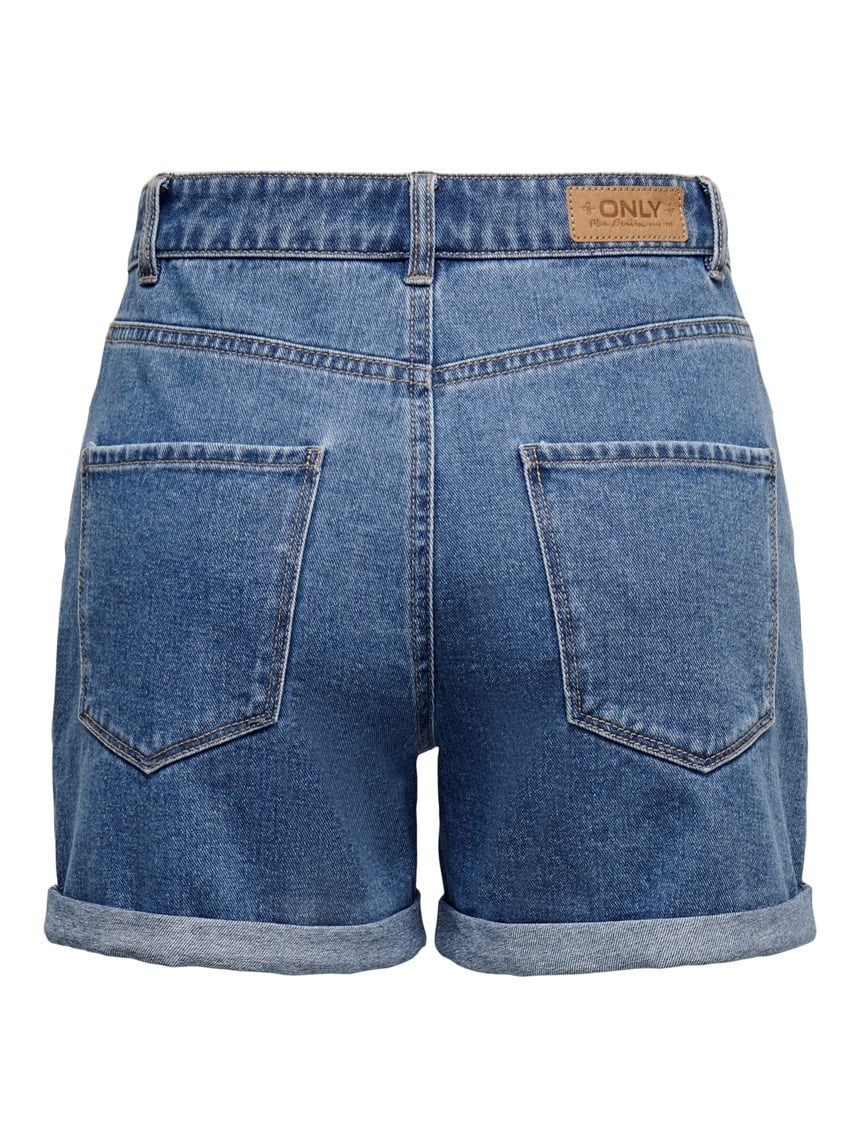 Only ONLVEGA HW MOM DNM SHORTS NOOS Mavi Kadın Şort