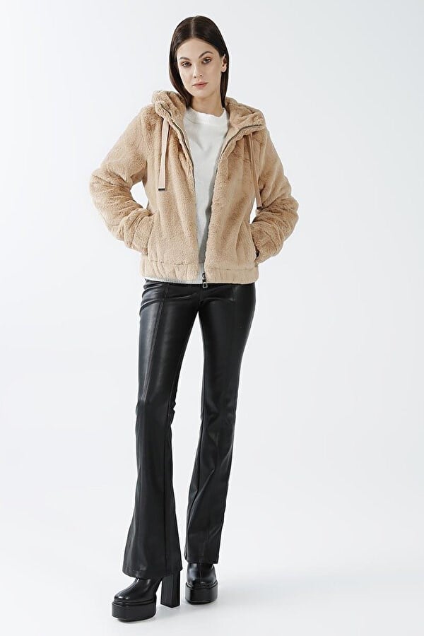 Only ONLVIDA FUR HOODED JACKET CC OTW Bej Kadın Ceket