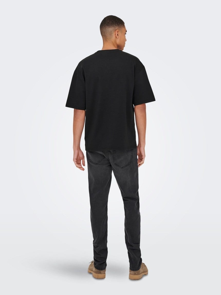 Only&Sons ONSCASPIAN AIRFLEX BOXY SS TEE NOOS Siyah Erkek T-Shirt