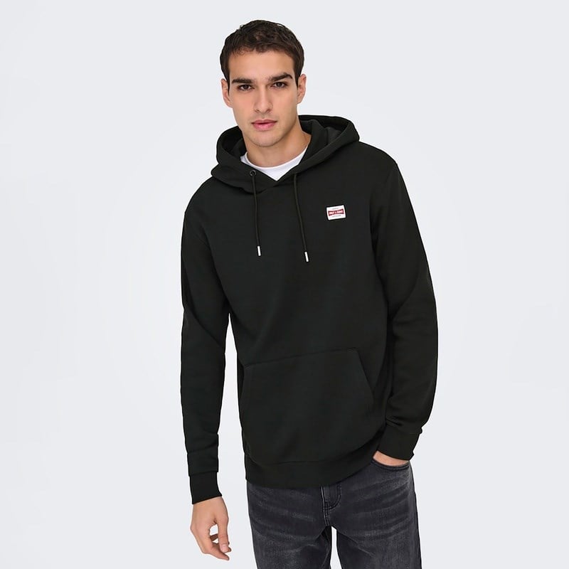 Only&Sons ONSDAWSON REG HOODIE VD Siyah Erkek Sweatshirt
