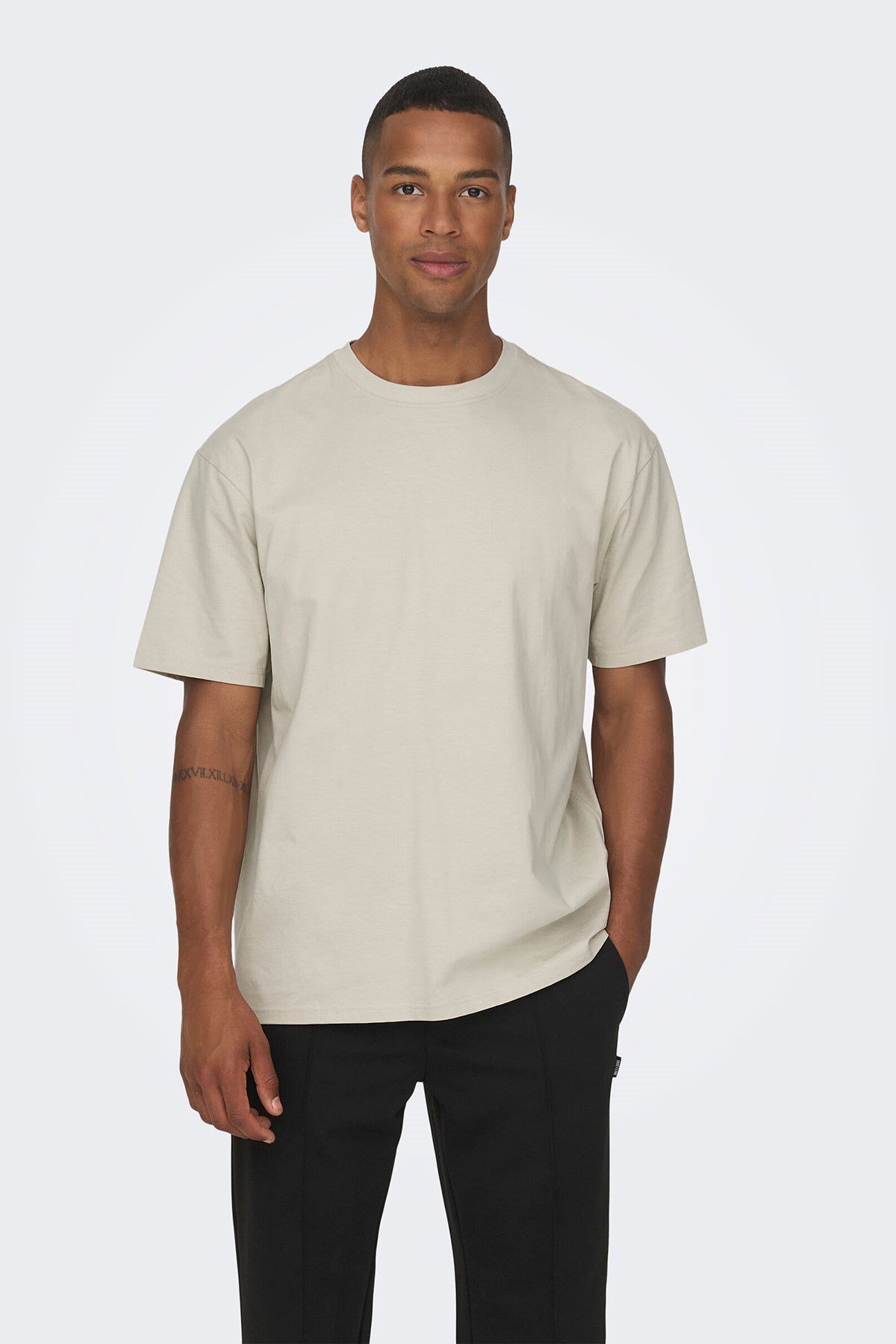 Only&Sons ONSFRED LIFE RLX SS TEE NOOS Bej Erkek T-Shirt
