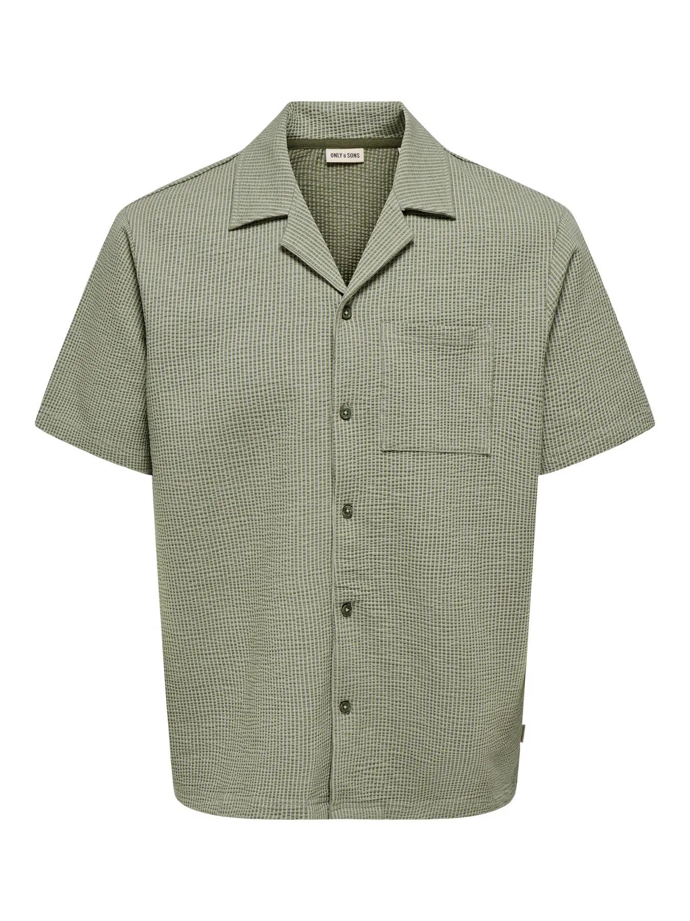Only&Sons ONSKIAN LIFE SEERSUCKER STRP SS SHIRT VD Haki Erkek Gömlek