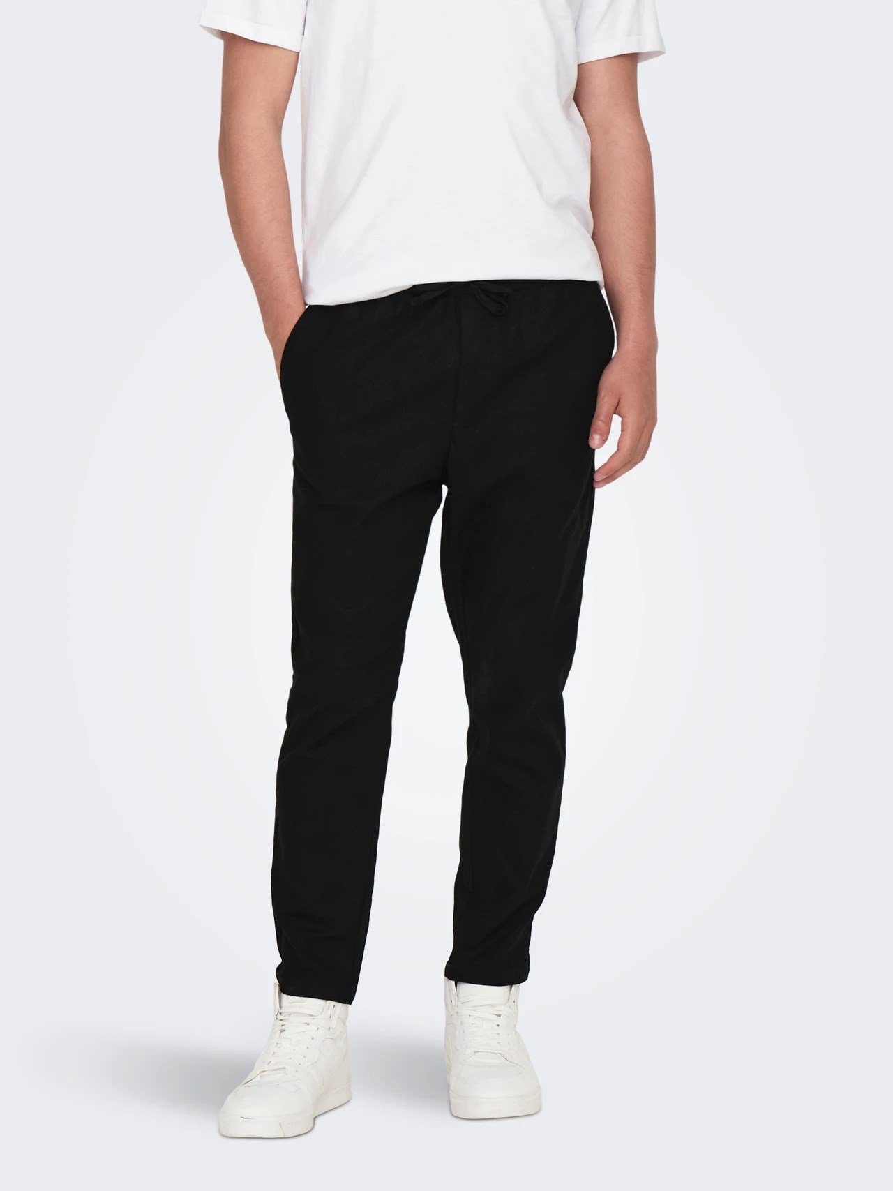 Only&Sons ONSLINUS CROP 0007 COT LIN PNT NOOS Siyah Erkek Pantolon